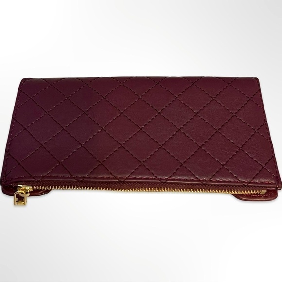 Badgley Mischka Plum Quilted Long Wallet - Picture 3 of 3